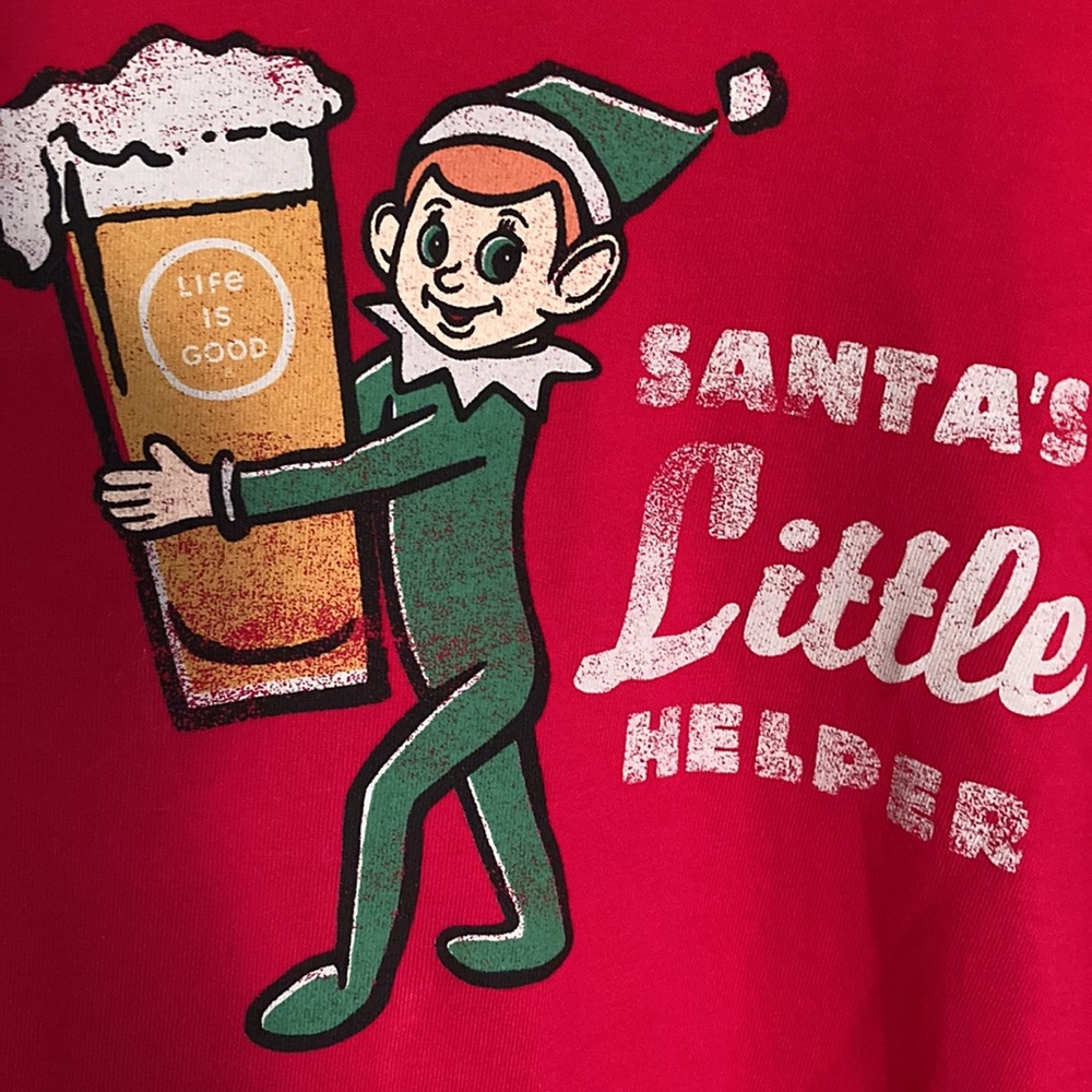 new Life is Good elf & beer M mens long sleeve cotton t